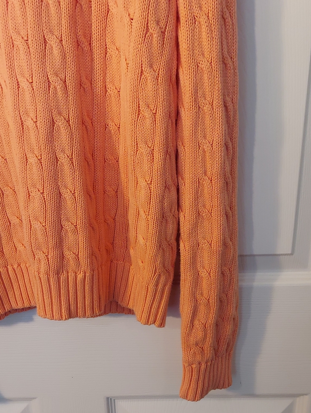 Ralph Lauren Orange Cable-Knit Crew Sweater with Navy Pony Sz. L - Picture 5 of 9